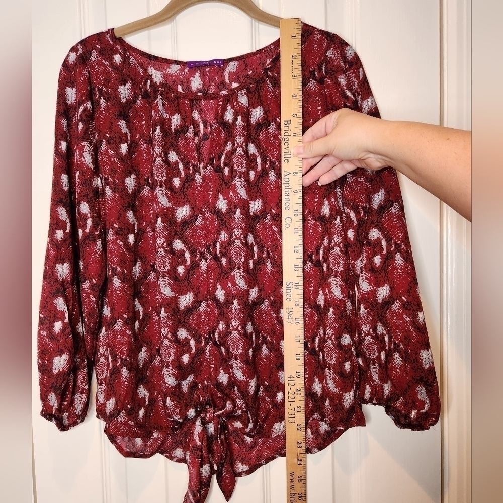 NWOT West Kei Tie Front Top Red, Gray & Black Size XS - Picture 7 of 12